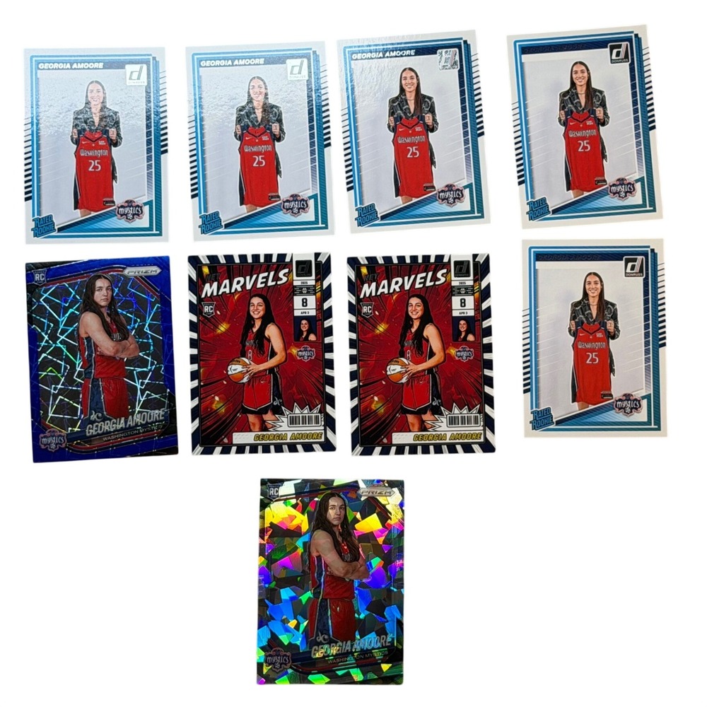 2025 Panini Georgia Amoore WNBA RC 9 Card Lot Prizm Net Marvels Donruss